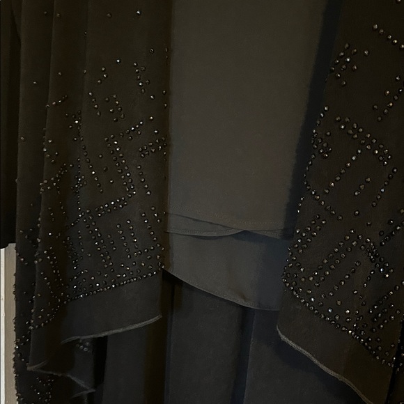 Elegant Black Cardigan and matching sleeves top with Embellishments.  Holiday ! - Picture 6 of 10